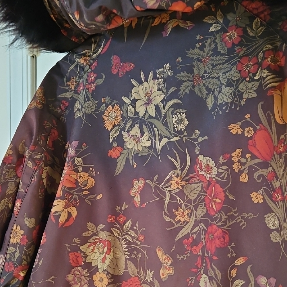 Vintage J.G. Hook Brown Floral Puffed Winter Coat - Picture 10 of 13
